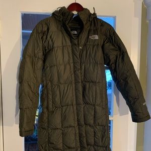 Women’s North Face green parka, small, like new!